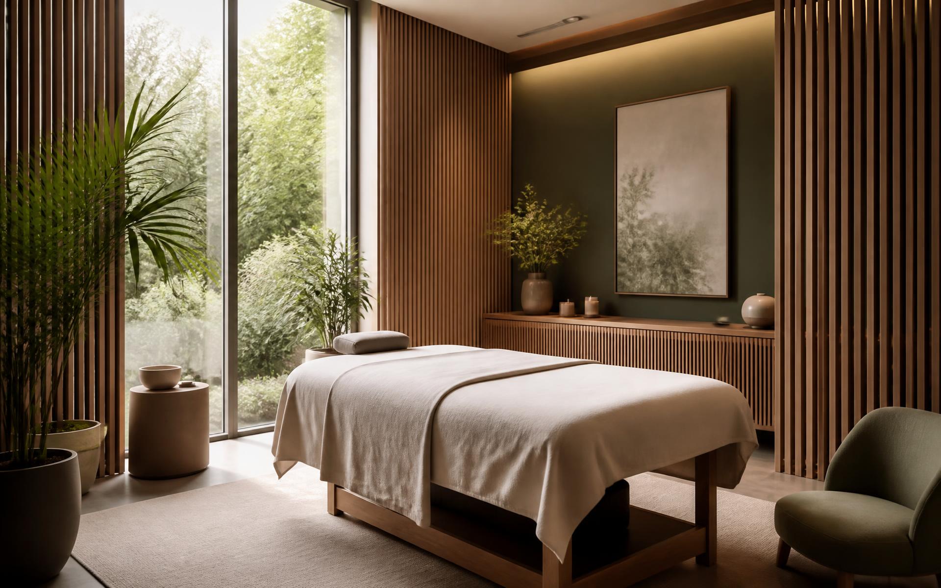 Calm therapy room at Able Medipark with natural light and greenery